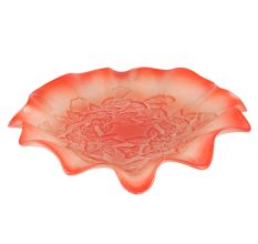 Red Glass Leaf Fruit Serving Tray