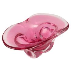 Pink Glass Boat Shaped Fruit Serving owl