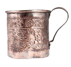 Solid Copper Beer Mug with Embossed Design