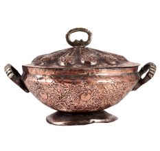 Copper Rice Bowl With Lid And Handles