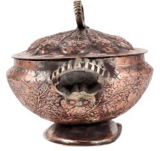 Copper Rice Bowl With Lid And Handles