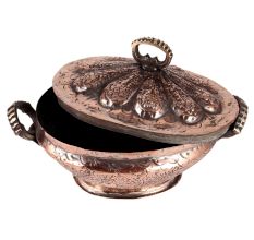 Copper Rice Bowl With Lid And Handles