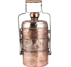Copper Flower Design Old Indian Lunch Box