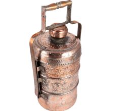 Copper Flower Design Old Indian Lunch Box