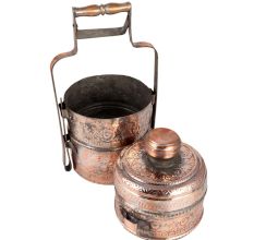 Copper Flower Design Old Indian Lunch Box