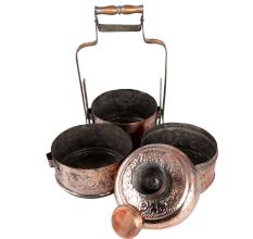 Copper Flower Design Old Indian Lunch Box