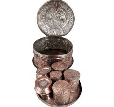 Mughal Round Copper Box with Lid from India