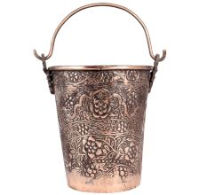 Repouse Floral Design Copper Bucket