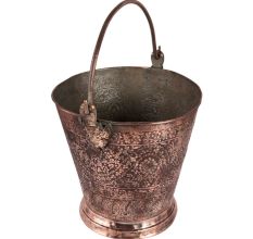 Kashmiri Repouse Work Copper Bucket With Handle