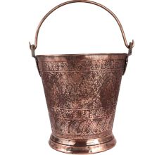 Kashmiri Repouse Work Copper Bucket With Handle