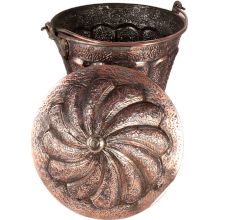 Bucket And Lid With Copper Floral Design