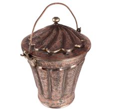 Bucket And Lid With Copper Floral Design