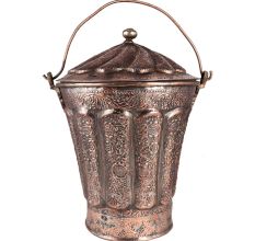 Bucket And Lid With Copper Floral Design