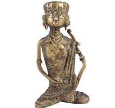 Brass Tribal Musician Statue