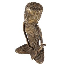 Brass Tribal Musician Statue