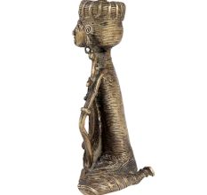 Brass Tribal Musician Statue