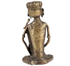 Brass Tribal Musician Statue