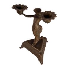 Lady Candelabra in Brass on a Pedestal Sculpture