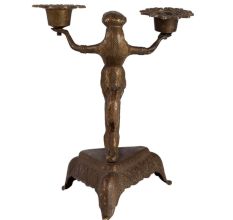 Lady Candelabra in Brass on a Pedestal Sculpture