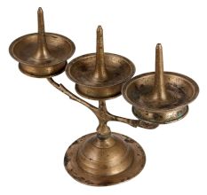 3 Branch Brass Kavara Vilakku Oil Lamp