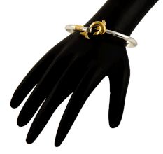 Dolphin Closure 92.5 Sterling Silver Bangle Bracelet