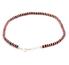 Anklet in 92.5 Sterling Silver (Payal) with Black and Red Crystal Beads