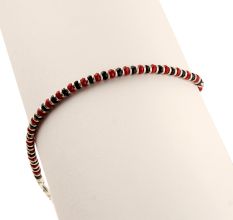 Anklet in 92.5 Sterling Silver (Payal) with Black and Red Crystal Beads