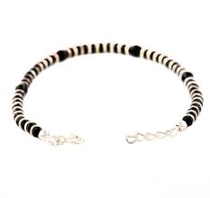 92.5Â Sterling Silver Bracelet with Black Beads or Crystal