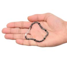 92.5Â Sterling Silver Bracelet with Black Beads or Crystal