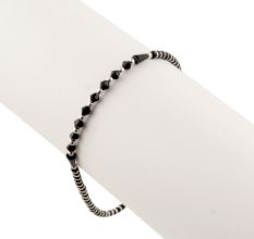 92.5 Sterling Silver Nazariya Bracelet With Black Beads