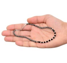92.5 Sterling Silver Nazariya Bracelet With Black Beads