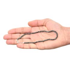 92.5 Black Beads Sterling Silver Adjustable Bracelet With Lock