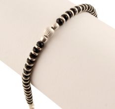 92.5 Sterling Silver Nazariya Bracelet with Black Crystals for Women