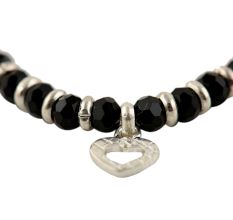 Adjustable Black Beads 92.5 Sterling Silver Bracelet Or Anklet