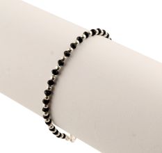 92.5 Sterling Silver Bracelet With Black Crystal Beads