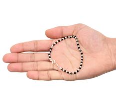 92.5 Sterling Silver Bracelet With Black Crystal Beads