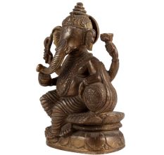 Lord Brass Ganesha Resting On Pillow