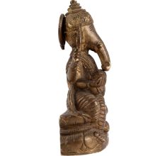 Lord Brass Ganesha Resting On Pillow