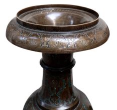 Old Brass Flower Versed With Badri Art In Pair
