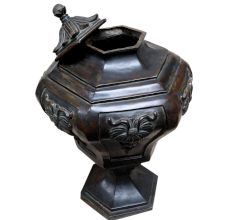 Mid Victorian Brass Lidded Urn Or Pot With Black Finish