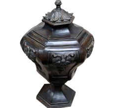 Mid Victorian Brass Lidded Urn Or Pot With Black Finish