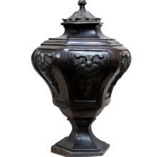 Mid Victorian Brass Lidded Urn Or Pot With Black Finish