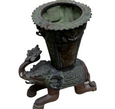 Brass Elephant Vase With Floral Engraving