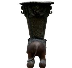 Brass Elephant Vase With Floral Engraving