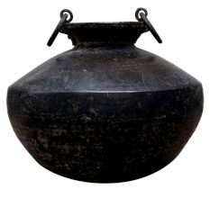 Blackened Brass Water Storage Matka Ghada With Handles