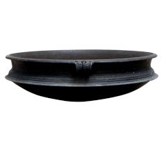 Brass Temple Bowl Urli In Black Finish