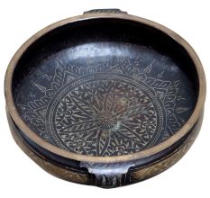 Brass Decorative Urli Platter In Dark Finish