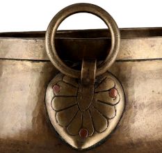 Large Hand Hammered Brass Planter With Ring Handles