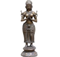 Brass Namaste Lady Statue