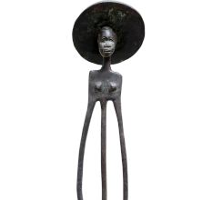 Brass African Tall Female Figurine Tribal Decor Exotic Art In Pair
